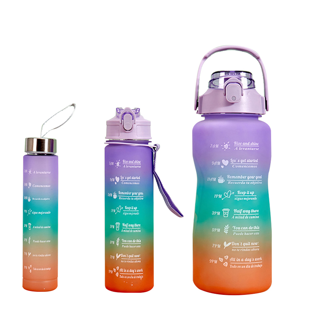 3pc Motivational Water Bottle Set for Sports, Gym, or Everyday - BPA Free