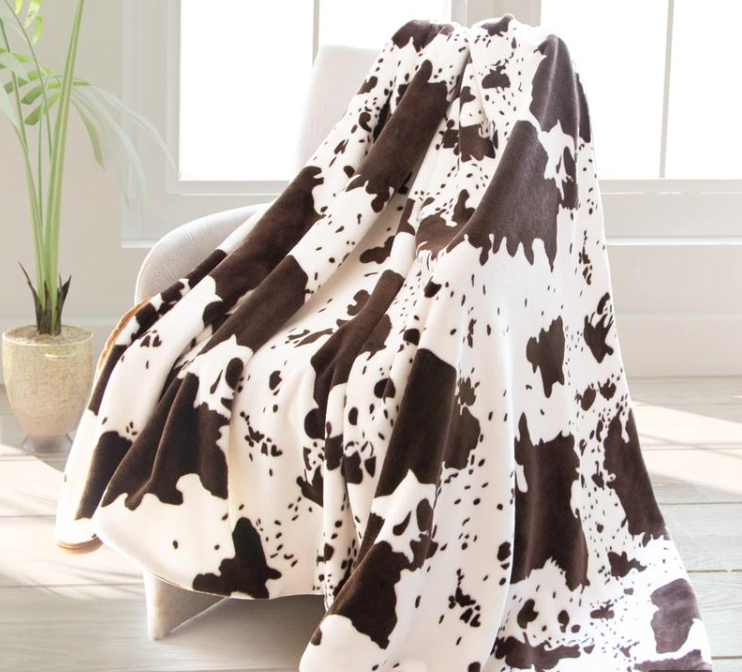 Cute Brown Cow Print Throw Blanket